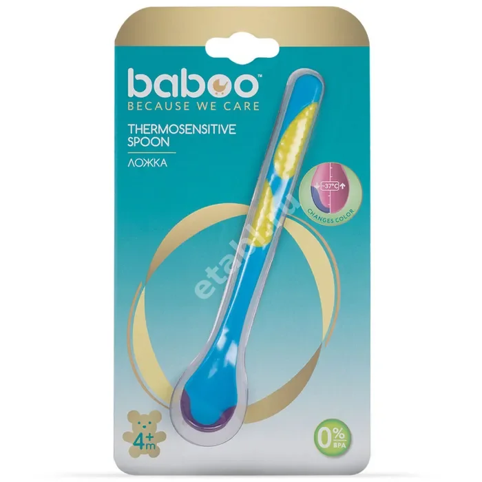 БАБУ (BABOO) ложка термочувствительная 4м+ 10-024 Голубая (Бэбис Киндом, ВЕЛИКОБРИТАНИЯ)