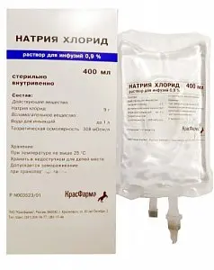 НАТРИЯ ХЛОРИД р-р д/инф. (конт.) 0.9% - 400мл N21 (Красфарма, РФ)