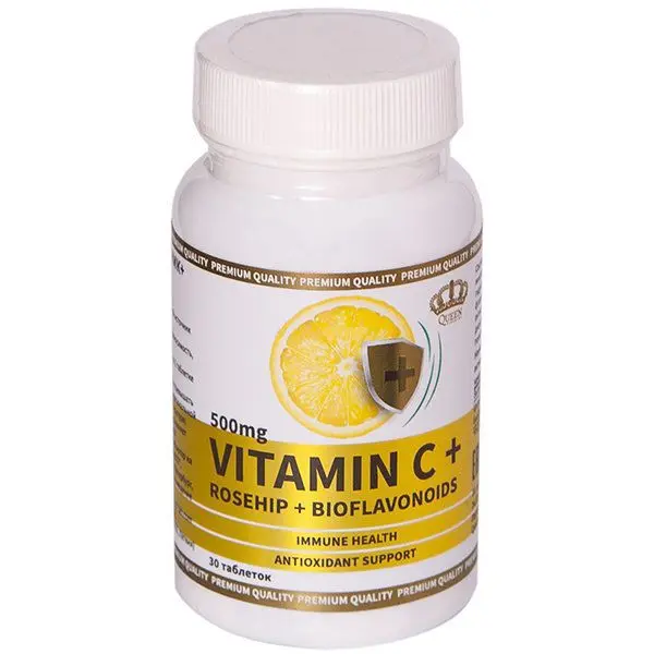 ВИТАМИН С+ШИПОВНИК+БИОФЛАВОНИДЫ Квин Витаминс (Queen Vitamins) табл. 0.8г N30 (Фарма маркет Солюшн, ЛАТВИЯ)