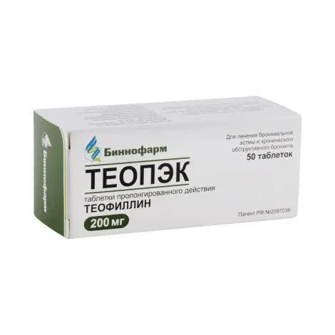 ТЕОПЭК табл. пролонг. 200мг N50 (БИННОФАРМ, РФ)