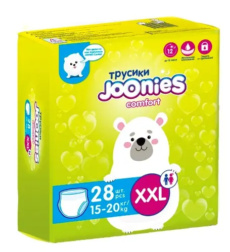 ДЖОНИС (JOONIES) подгузники-трусики 15-20кг р.XXL N28 (Куанжоу Джан Джан Синитари Проодактс, КИТАЙ)