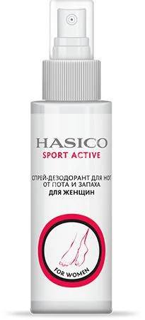 ХАСИКО Sport Active дезодорант спрей для ног от пота и запаха д/женщин 110мл (ТВИНС ТЭК, РФ)