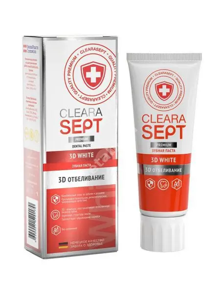 КЛЕРАСЕПТ зубная паста 3D отбеливание 75мл (Дентал-Косметик-Рус, РФ)