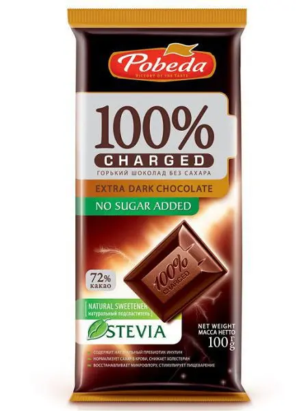 ЧАРЖЕД шоколад без сахара 72% какао 100г (Кондитерская Фабрика Победа, РФ)