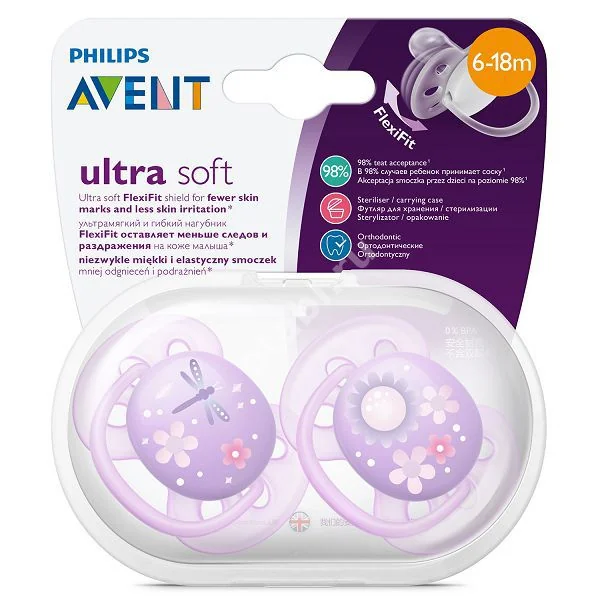 АВЕНТ (Avent) пустышка силик. Ultrasoft 6-18м SCF223/04 Girl N2 (ФИЛИПС  ЭЛЕКТРОНИКС, НИДЕРЛАНДЫ)