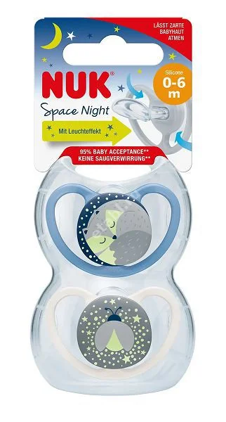 НУК (NUK) пустышка силик. с контейнером скошен Space Night 0-6м 10730579 N2 (Мапа, ГЕРМАНИЯ)