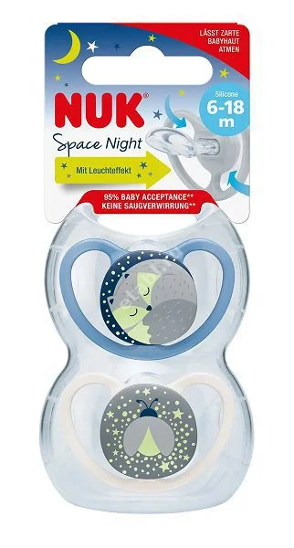 НУК (NUK) пустышка силик. с контейнером скошен Space Night 6-18м 10736620 N2 (Мапа, ГЕРМАНИЯ)