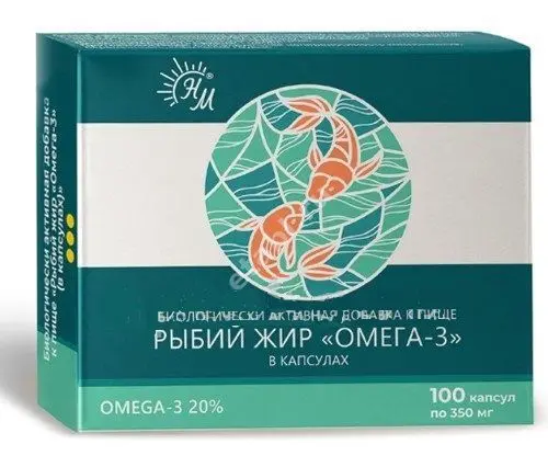 РЫБИЙ ЖИР Омега-3 20% капс. 0.35г N100 (Натуральные масла, РФ)
