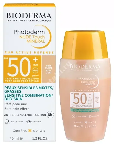 БИОДЕРМА Фотодерм флюид солнцезащит SPF50+ Nude Touch 40мл Очень светлый оттенок (Наос Лаборатория Биодерма, ФРАНЦИЯ)