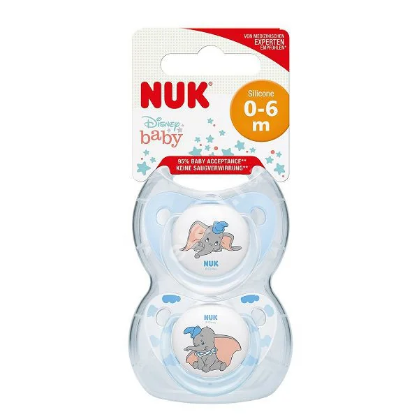 НУК (NUK) пустышка силик. скошен Дисней Дамбо 0м+ 10730524 N2 (Мапа, ГЕРМАНИЯ)