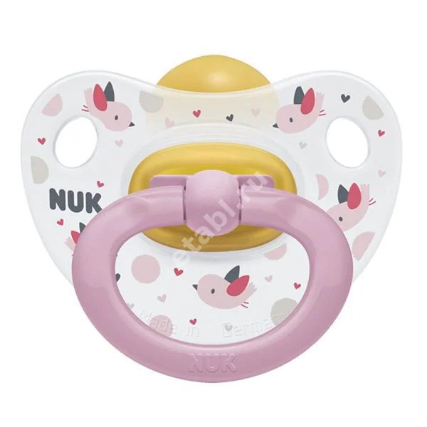 НУК (NUK) пустышка латекс скошен Happy Kids 6м+ 10734043 (Мапа, ГЕРМАНИЯ)