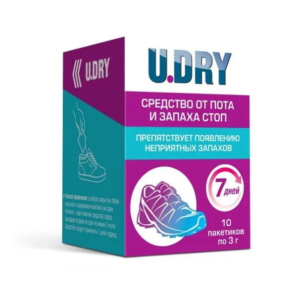 У.ДРАЙ (U DRY) дезодорант для ног (пак.) 3г N10 (Эльфарма.ру, РФ)