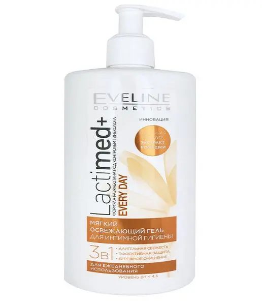 ЭВЕЛИН (EVELINE) Cosmetics гель для интимной гигиены Lactimed+ молочная кислота+экстракт ромашки 250мл (Эвелин Косметик, ПОЛЬША)