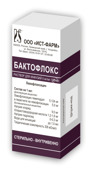 БАКТОФЛОКС р-р д/инф. (фл.) 5мг/мл - 100мл N1 (ФАРМАСИНТЕЗ, РФ)