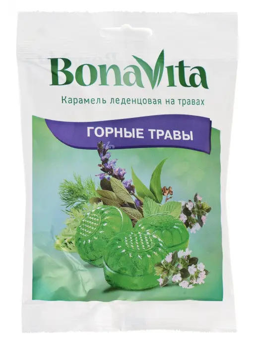 БОНА ВИТА карамель леденцовая 60г Горные травы/Витамин С (Формула здоровья, РФ)