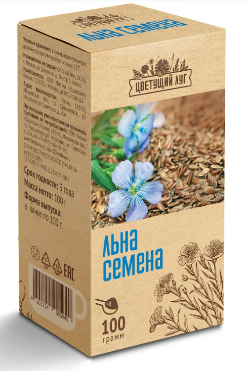 ЛЬНА СЕМЯ Цветущий луг 100г N1 (Здоровье Фирма, РФ)