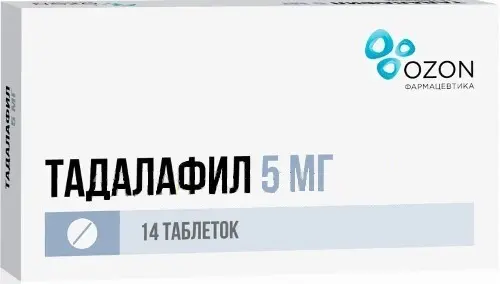 ТАДАЛАФИЛ табл. п.п.о. 5мг N14 (ОЗОН, РФ)