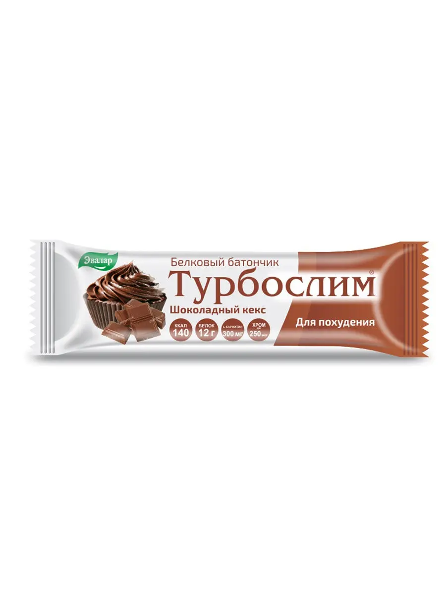 ТУРБОСЛИМ белковый батончик д/похудения 50г N4 Шоколадный кекс (ЭВАЛАР, РФ)