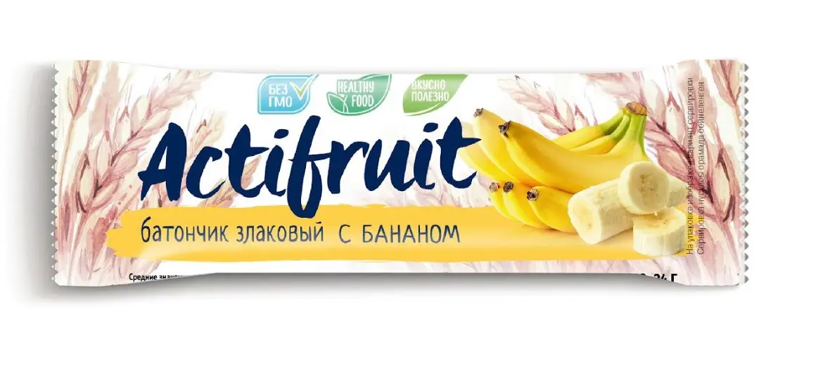 АКТИФРУТ батончик-мюсли 24г Банан (Злаки на завтрак, РФ)