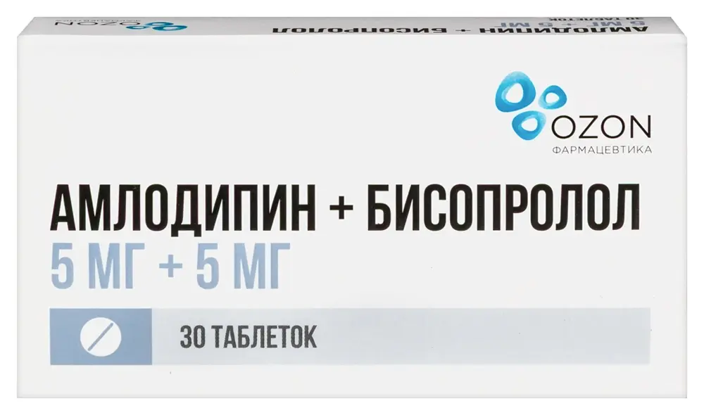 АМЛОДИПИН+БИСОПРОЛОЛ табл. 5мг+5мг N30 (ОЗОН, РФ)