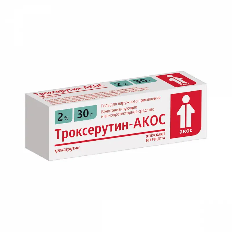 ТРОКСЕРУТИН гель д/наруж. прим 2% - 30г N1 (СИНТЕЗ, РФ)