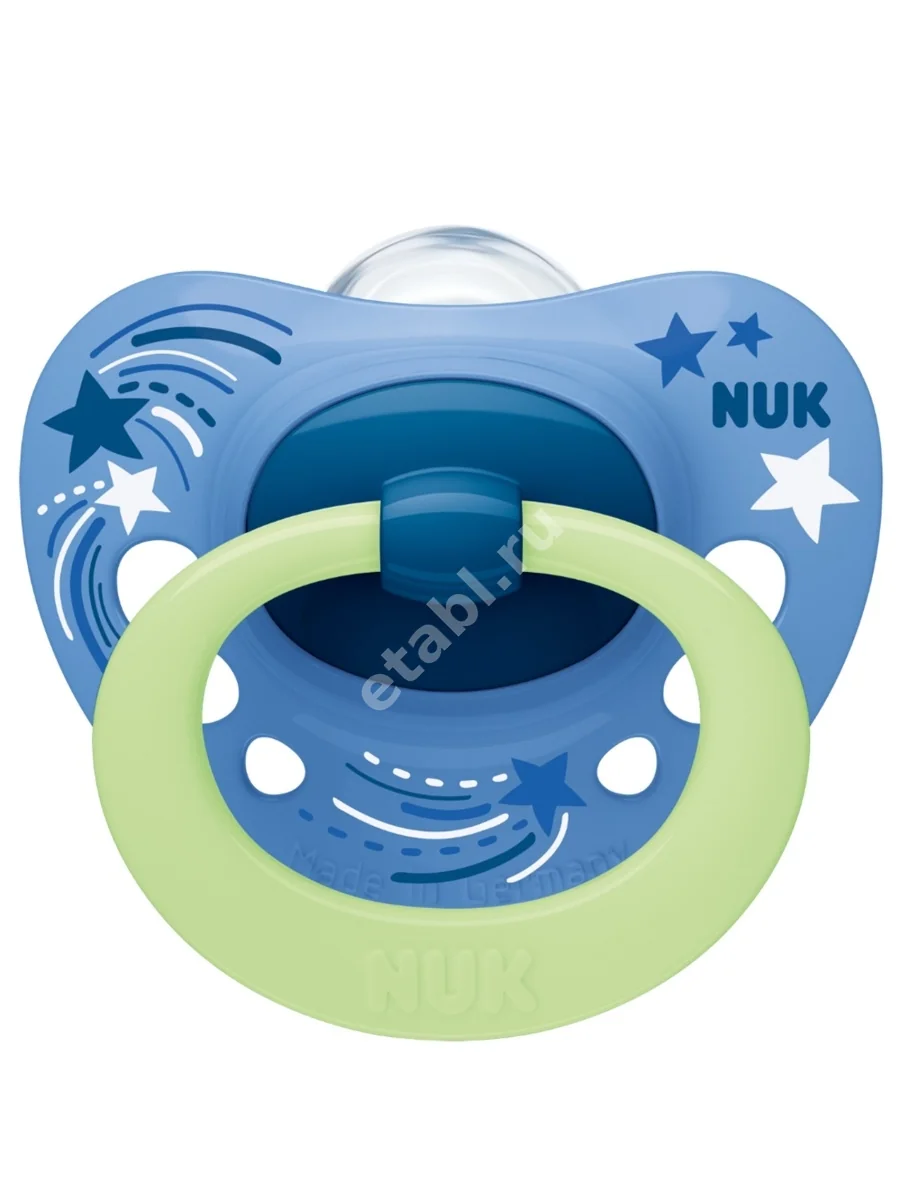 НУК (NUK) пустышка силик. с контейнером скошен Signature Night 0-6м (Мапа, ГЕРМАНИЯ)