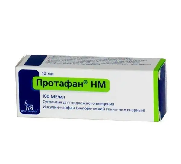 ИНСУЛИН ПРОТАФАН НМ сусп. для п/к введ. (фл.) 100МЕ/мл - 10мл N1 (НОВО НОРДИКС, ДАНИЯ/ФРАНЦИЯ)