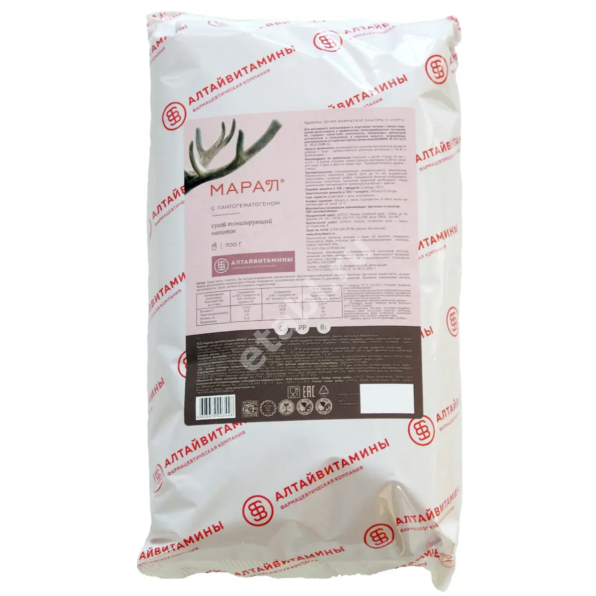 МАРАЛ с пантогематогеном сухой напиток пор. д/р-ра внутр. 700г N1 (Алтайвитамины, РФ)