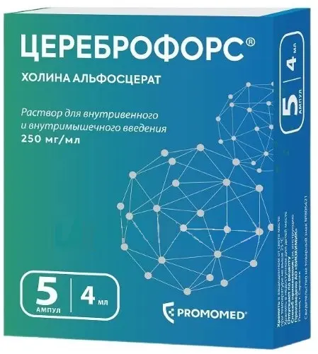 ЦЕРЕБРОФОРС р-р для в/в и в/м введ. 250мг/мл - 4мл N5 (ПРОМОМЕД, РФ)