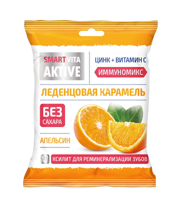 ВИТА АКТИВ леденцы без сахара цинк/вит.С 60г Апельсин (Гуслица, РФ)
