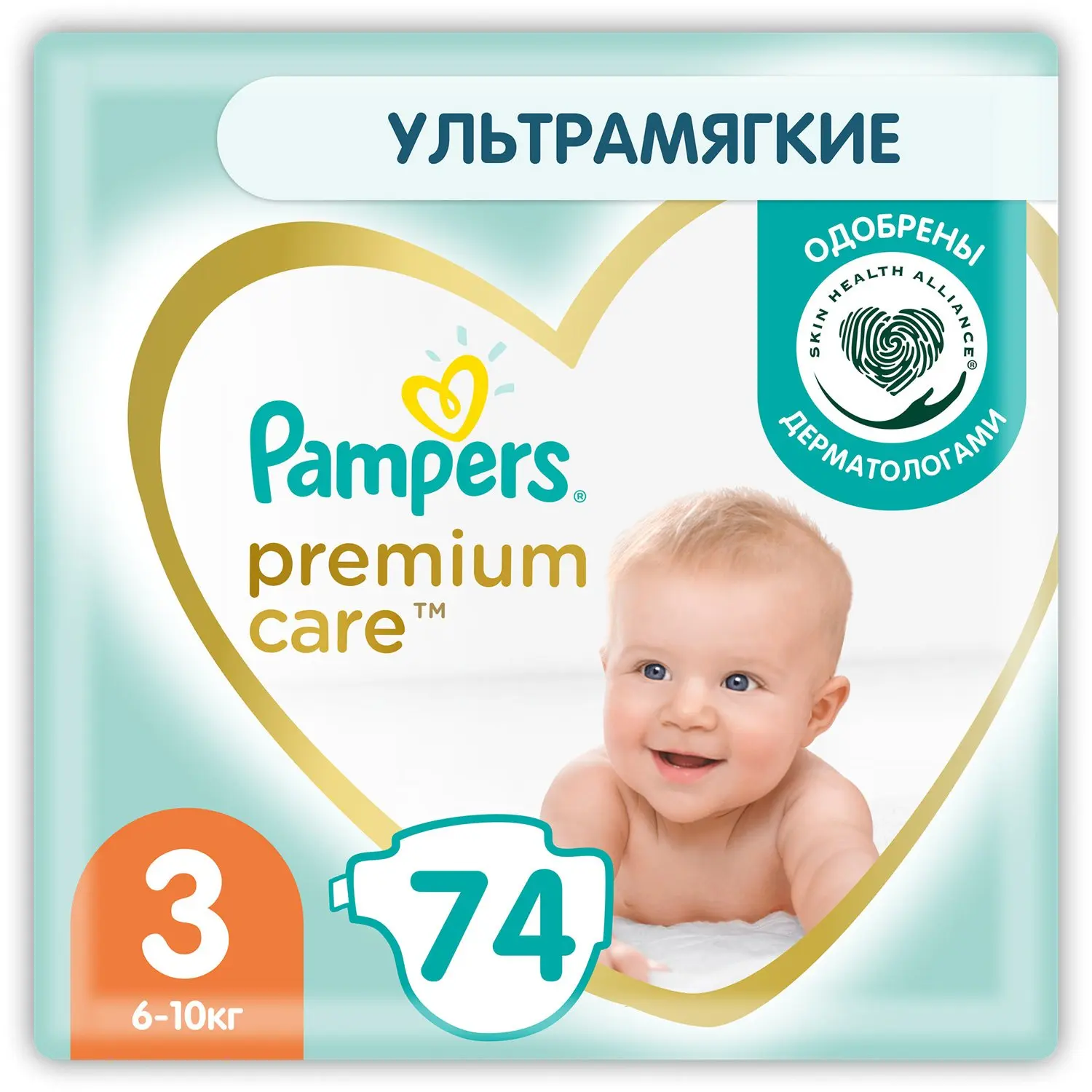 ПАМПЕРС подгузники детские Premium Care 6-10кг р.миди 3 N74 (ПРОКТЕР & ГЕМБЛ , РФ)