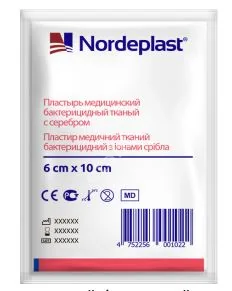 ПЛАСТЫРЬ бактерицид. Нордепласт набор Экокоттон с серебром ткан. 6х10см N1 (НордеПласт, ЛАТВИЯ)
