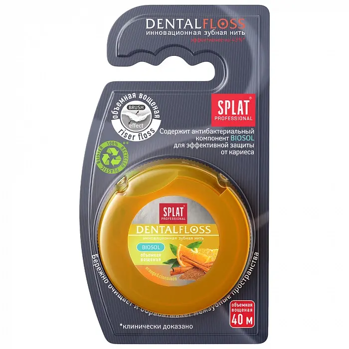СПЛАТ Professional зубная нить вощеная Dental Floss 40м Апельсин и корица (ПрофиМед, ИТАЛИЯ)
