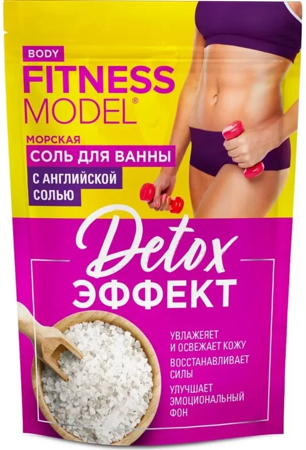 ФИТОКОСМЕТИК Фитнессмодель соль для ванн Detox-эффект 500г (Фитокосметик, РФ)