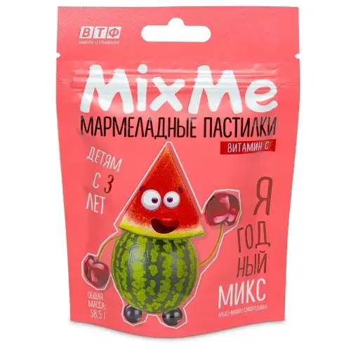 МИКСМИ (MIXME) 3+ батончик желейн. 58.5г N1 Арбуз/Вишня/Смородина (ВнешторгФарма, РФ)