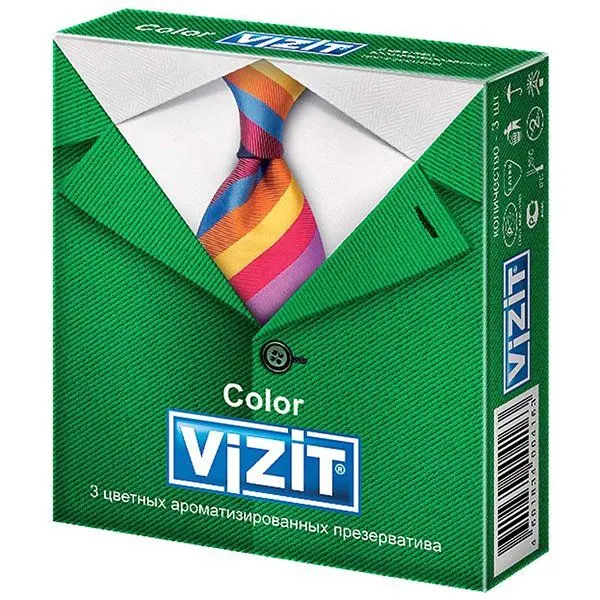 ВИЗИТ (VIZIT) Color презервативы N3 ароматизированные (Рихтер Раббер Технолоджи, МАЛАЙЗИЯ)