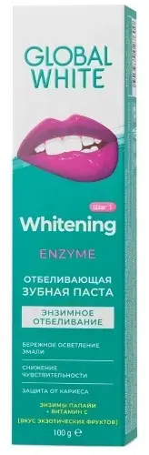 ГЛОБАЛ ВАЙТ Enzyme зубная паста отбеливающая 100мл (Зеленая Дубрава, РФ)