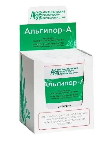 АЛЬГИПОР-А повязка покрытие на раны/ожоги стер. 60х100мм N10 (Архангельский водорослевый комбинат, РФ)