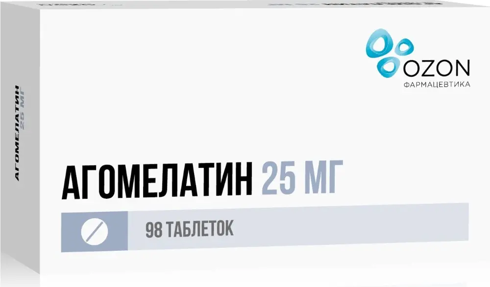 АГОМЕЛАТИН табл. п.п.о. 25мг N98 (ОЗОН, РФ)