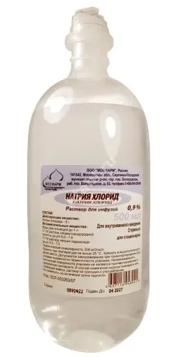 НАТРИЯ ХЛОРИД р-р д/инф. (пласт.) 0.9% - 500мл N12 (Мосфарм, РФ)