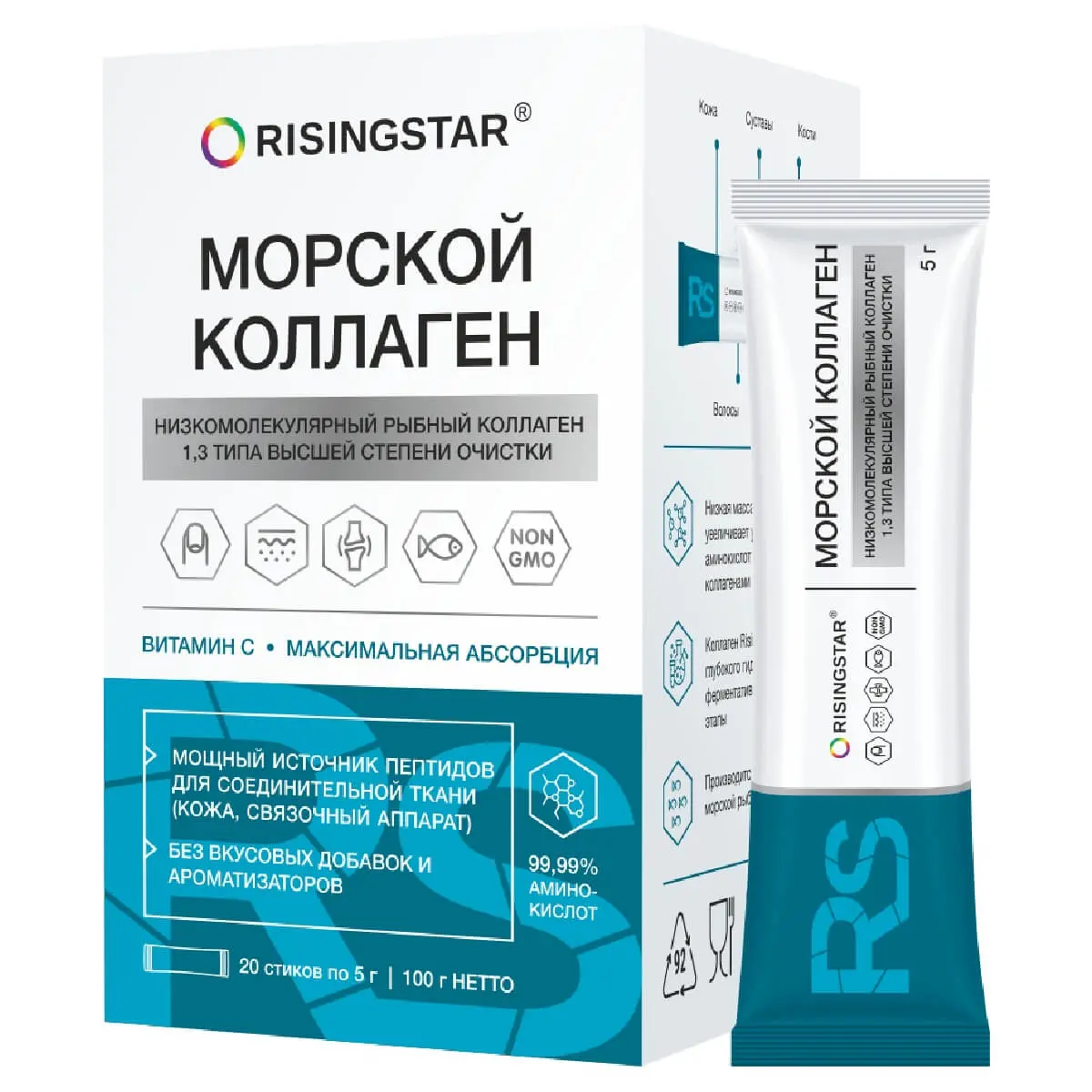 КОЛЛАГЕН МОРСКОЙ Ризингстар (Risingstar) вит. С пор. д/р-ра внутр. (стик) 5г N20 (Прометеус Фарма, РФ)