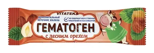 ГЕМАТОГЕН Витатека Лесной орех плитка 40г N1 (Фарм-Про, РФ)