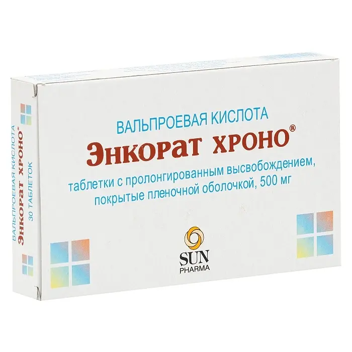 ЭНКОРАТ ХРОНО табл. пролонг. п.п.о. 500мг N30 (САНФАРМА, ИНДИЯ)