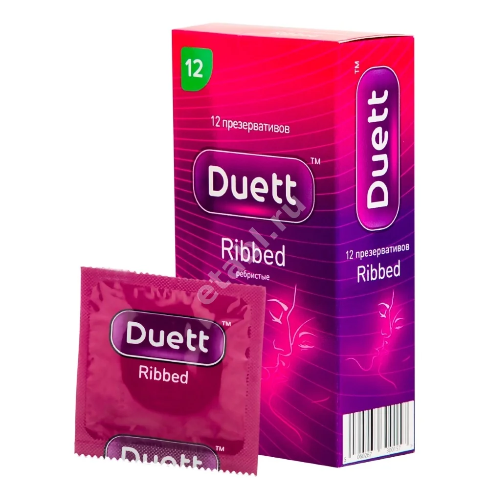 ДУЭТ (DUETT) Ribbed презервативы Ребристые N12 (Купид Кондом, ИНДИЯ)