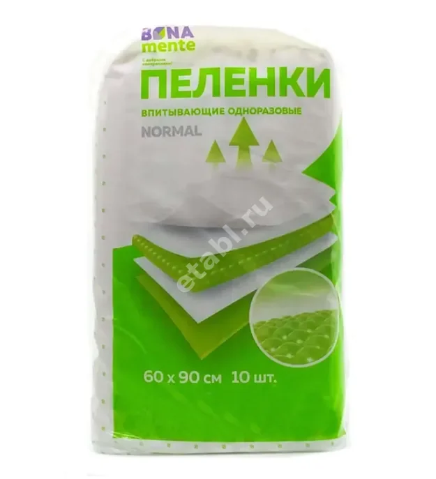БОНА МЕНТЕ Нормал пеленки впитывающие 60х90см N10 (Интертекс, РФ)