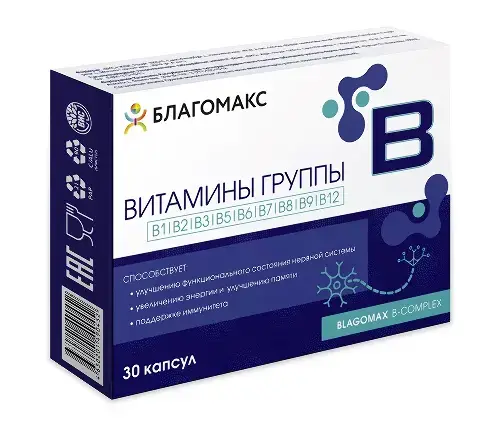 БЛАГОМАКС Комплекс витаминов группы В капс. 0.35г N30 (Вис, РФ)