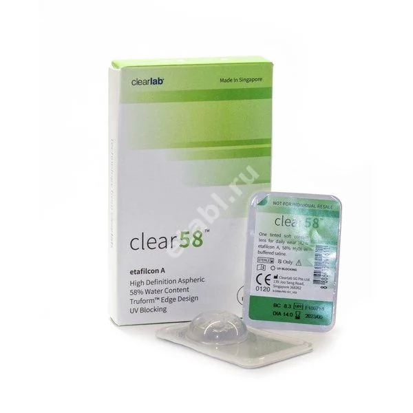 ЛИНЗЫ КОНТАКТНЫЕ Clear 58 6шт традиц 1месяц б/цв дневн Sph -2.25 8.7 (Клиарлэб, СИНГАПУР)