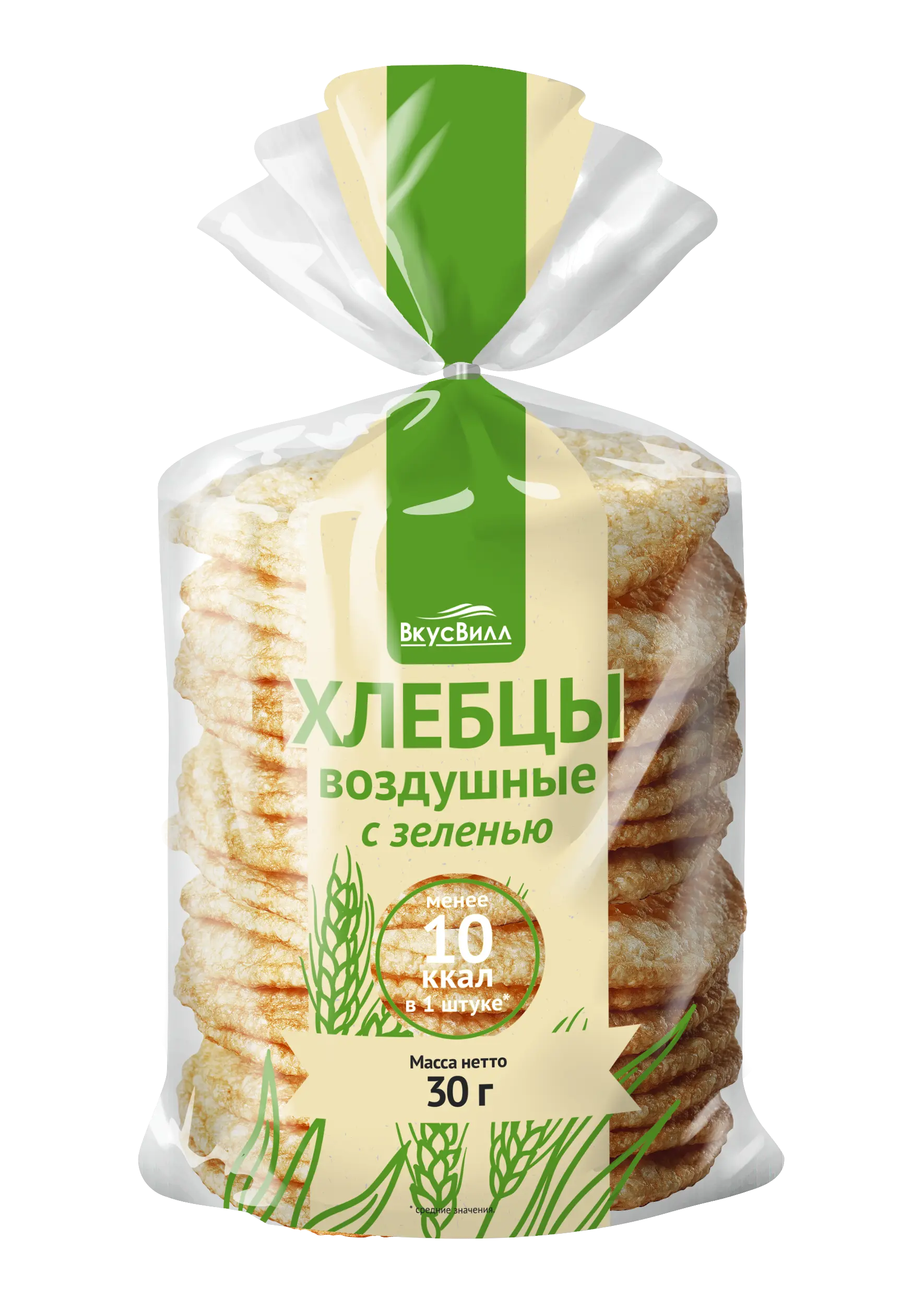 ВКУСВИЛЛ хлебцы пшеничные с зеленью 30г N1 (Арт-Ам, РФ)