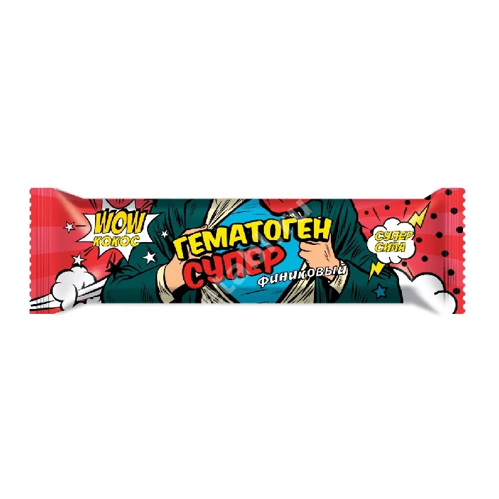 ГЕМАТОГЕН Супер 40г N1 Финик/Кокос (Факел -Дизайн, РФ)