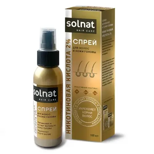СОЛНАТ (SOLNAT) спрей для волос Никотиновая кислота 100мл (Натуральные масла ООО, РФ)